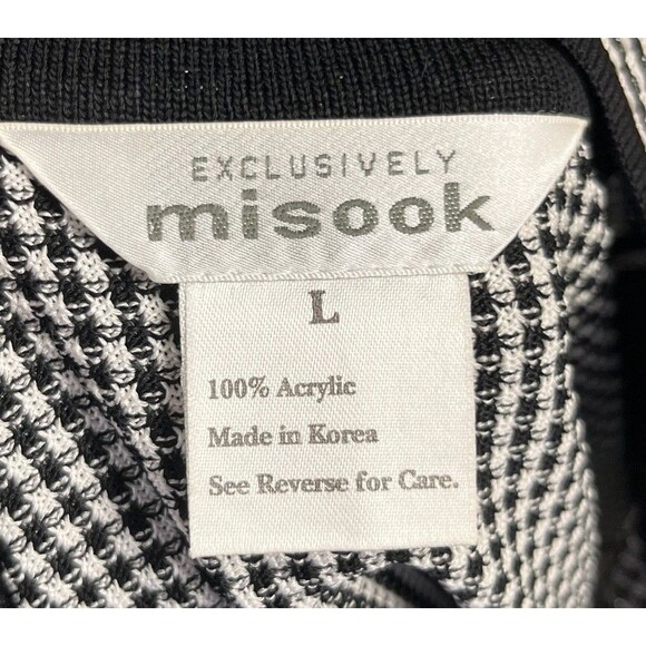 Exclusively Misook Jacket Women's Size Large Black White Stripes Zip Up - Picture 5 of 5